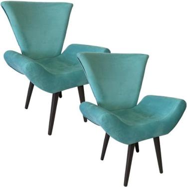 Imagem de Kit Duas Poltronas Decorativa Elegance Sued Tiffany - Sua Casa Decor
