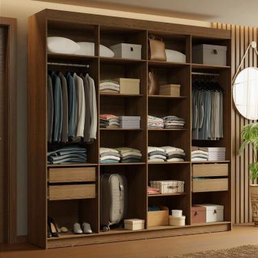 Imagem de Guarda-Roupa Closet 4 Gavetas 216 cm Rustic Venus Madesa