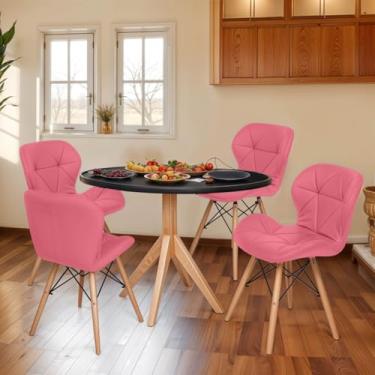 Imagem de Kit 4 Cadeiras Charles Eiffel Slim Wood Estofada (Rosa)