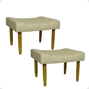 Imagem de Kit 2 Puff Decorativo Confortável Retangular Para Sala Recepção Quarto Requinte Suede Cores Pé Palito