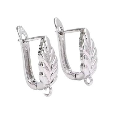 Imagem de DIAMANTIO Brincos inspirados em folhas folheados a ouro branco 18K – Design elegante e polido para elegância diária