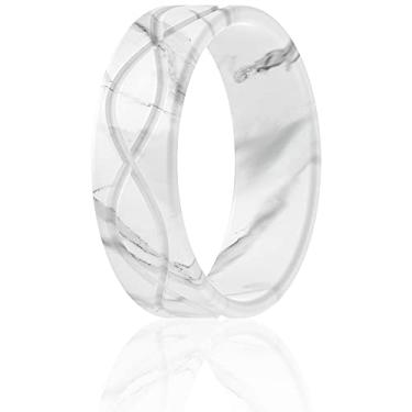 Imagem de ThunderFit Alianças de casamento de silicone para mulheres, design infinito - 6 mm de largura - 1,8 mm de espessura, 7.5 - 8 (18.2mm), Silicone, Sem pedra preciosa