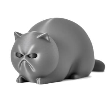 Imagem de Yipintang Angry Chubby Cat Figurine – Cute 3D Printed Decor for Desk, Bookshelf, Bedside, or Any Space – Quirky & Playful Home Decor Piece