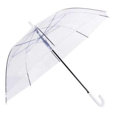 Imagem de Guarda Chuva Transparente Automático Grande Adulto Bengala - no busca