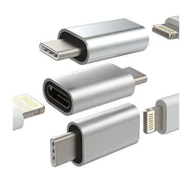 Imagem de Adaptador Lightning fêmea para USB C macho (pacote com 3) para Galaxy Note S9 S10 S22 S21 Ultra Z Flip Plus para iPad Pro Air4 2020 Tipo-C Cabo de carregamento conversor para Apple e iPhone 13