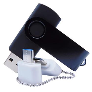 Imagem de Pen Drives USB de capacidade mini de 128 MB com pen drive com OTG e adaptador tipo-C/USB C (preto)