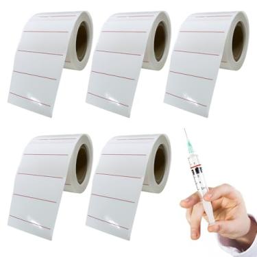 Imagem de Etiquetas de dosagem adesivos de linha de seringa 3,8 cm x 1,3 cm, decalques indicadores de marcação vermelhos brilhantes para clínica de farmácia veterinária, 500 peças por rolo (5 rolos)