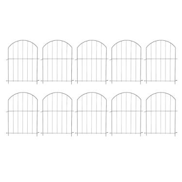 Imagem de Depisuta Cerca de Jardim Decorativa, 10 Embalagem de Metal à Prova de Ferrugem Sem Escavação Painéis de Cerca Animal Barreira de Ferro Forjado Borda de Borda Arqueada Com Cercas