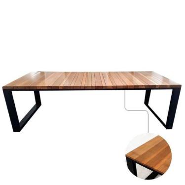 Imagem de Mesa de Jantar Arizona 2,00x1,00m Estrutura Alumínio Tampo Madeira - N