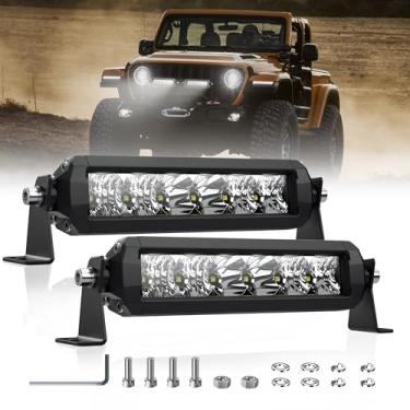 Imagem de Barra de luz de LED 15 cm, 2 peças – 4WDKING sem parafuso 50 W IP69 K à prova d'água, combo de luz de trabalho de LED super brilhante para caminhão, luz de neblina adequada para Ford F150 Polaris RZR Jeep Wrangler