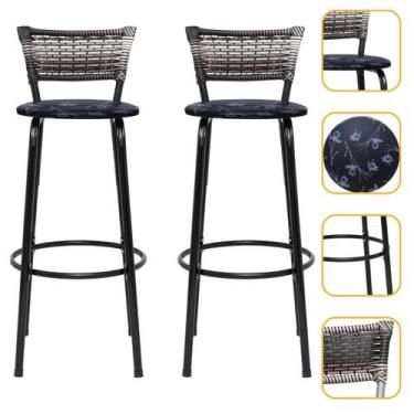 Imagem de Kit 2 Banquetas Cadeiras Bancos Para Cozinha Gourmet Bancada Balcão Ba