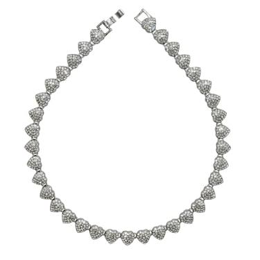 Imagem de Ximipet Linda coleira de cachorro com diamante em forma de coração, joia de metal resistente/prata para cães e gatos, vários tamanhos (prata, 30 cm)