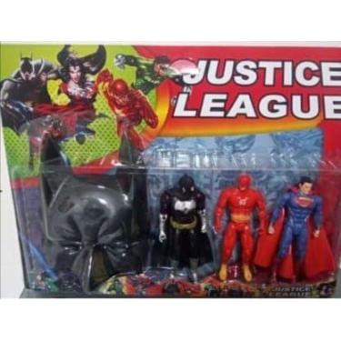Imagem de Kit Brinquedo liga da justiça 3 Bonecos 15 cm + 1 Máscara - League Jus