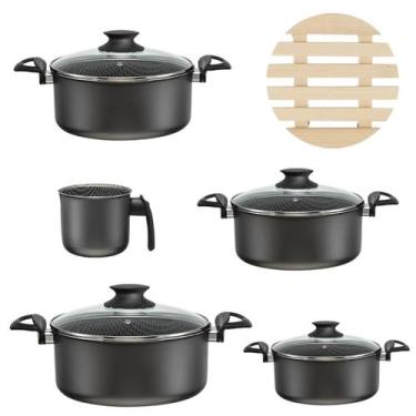 Imagem de Jogo De Panelas 05 Pçs Antiaderentes + 05 Descansos Panela - Marcolar