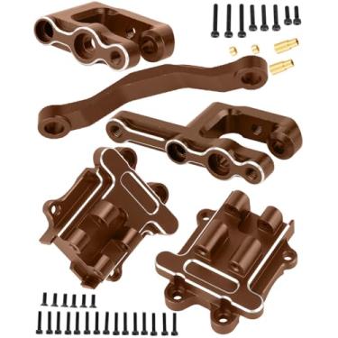 Imagem de hopsupRC Upgrades Parts for 1/18 Granite Grom 4X4 RTR 1/14 Typhon Grom 4X4 RTR,1/16 Mojave Grom 4X4 RTR,RC Aluminum Steering Bellcranks Servo Saver&Transmission Gearbox Hops Up,Bronze