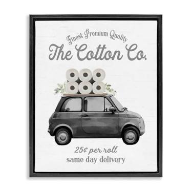 Imagem de Stupell Industries Cotton Co Papel Higiênico Entrega Preto Emoldurado Tela Flutuante Design de Arte de Parede por Lettered and Lined, 30 x 25