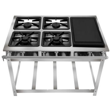 Imagem de Fogão Industrial 4 Bocas com Chapa P5 em Aço Inox Leona