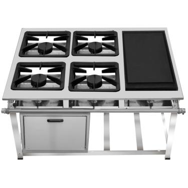 Imagem de Fogão Industrial 4 Bocas com Chapa AP P5 com Forno Leona