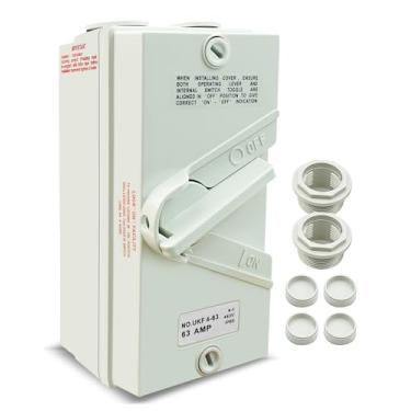 Imagem de GMURA Interruptor De Desconexão Motor Fechado 63A 440V Ca, Isolamento Segurança 4 Polos Para Serviço Pesado, Caixa Disjuntor Fase À Prova D'Água Ip65 Gerador, Barco E Soldagem