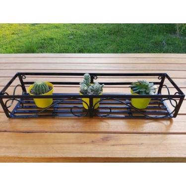 Imagem de Floreira Horizontal De Parede Rústica Em Ferro/ 60cm  - Ilson