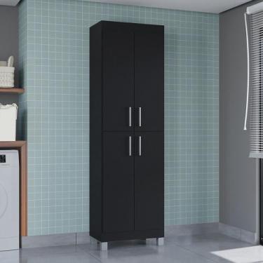 Imagem de Multiuso Armário Versati Preto para Armazenar 4 Portas p Escritório La