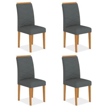 Imagem de Kit 4 Cadeiras Estofadas Everest Comfort Cinamomo/suede Cinza - Ma Cinamomo/suede Cinza