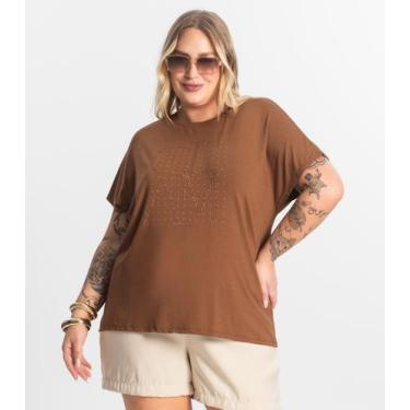 Imagem de Blusa Feminina Manga Morcego Secret Glam Marrom, Plus G3, Marrom