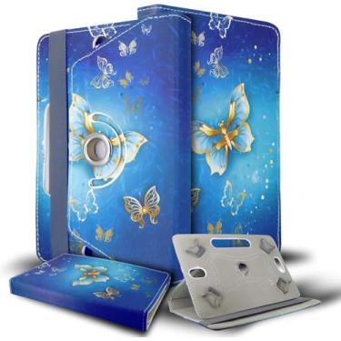 Imagem de Capa universal para 20 cm, capa protetora de couro PU com suporte multiângulo para 20.3 cm, Samsung, Lenovo, Huawei, Acer, Fire Tab e todos os outros tablets de 8 polegadas (ouro borboleta)