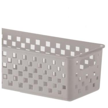 Imagem de Cesto Organizador Retangular Plástico 27x11x8 cm Paramount, Bege