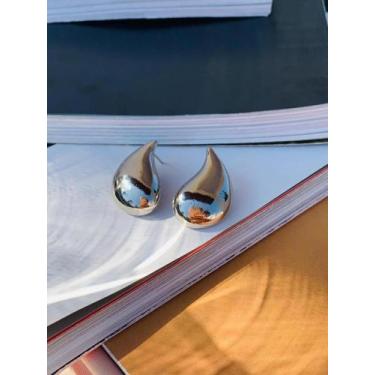 Imagem de Brincos folheados a prata brincos modelo Gota lisa brinco de base - Do