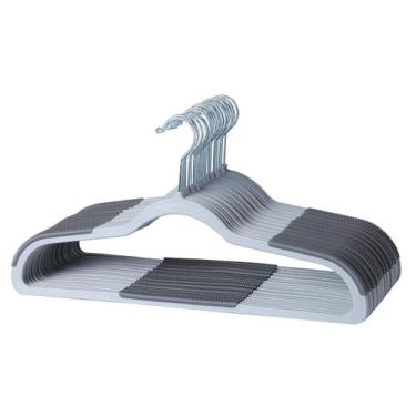 Imagem de Cabides de plástico Finnhomy Heavy Duty, pacote com 50 roupas, cinza