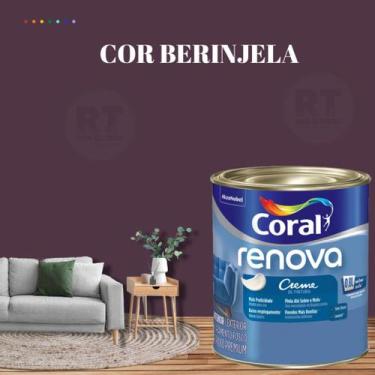 Imagem de Tinta Parede Roxo Açaí Acrílica Fosca Coral Renova 800ml, BERINJELA