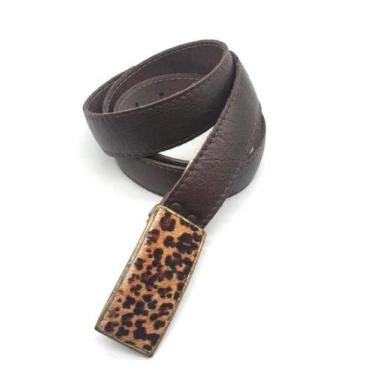 Imagem de Cinto feminino couro fivela animal print MA2403o - Barão Do Couro, Caf