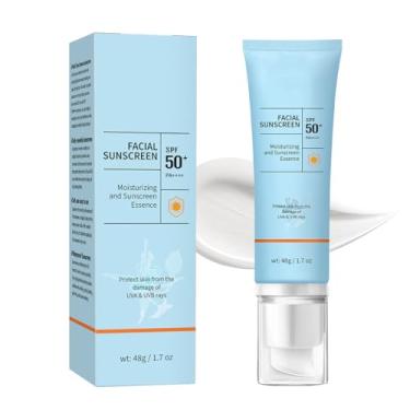 Imagem de Protetor solar facial transparente FPS 50, protetor solar hidratante FPS 50 2 em 1 - protetor solar facial invisível de tamanho livre e não pegajoso, proteção UVA/UVB de amplo espectro, hidratante