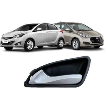 Imagem de Maçaneta Interna Gatilho Puxador Prata Porta Esquerda Motorista HB20 2