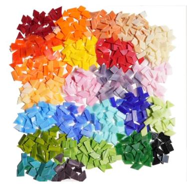 Imagem de Lanyani 1,1 kg/500 peças de mosaico de vitrais grandes para artesanato, peças de mosaico de vidro colorido vibrante, 4 formas de azulejos de vitrais mistos para fazer mosaicos DIY