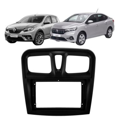 Imagem de Moldura Painel Central Multimidia 9 Polegadas Sandero e Logan 2015 à 2024 Preta Som