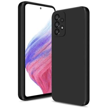 Imagem de Btstring Capa para Samsung Galaxy A53 5G, capa de silicone macio com proteção de câmera atualizada, capa fina à prova de choque com forro de microfibra antiarranhões, preta