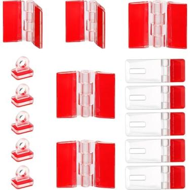 Imagem de 15 peças de dobradiças acrílicas e fivelas de trava autoadesivas, dobradiças de piano contínuas de plástico transparente para caixa de acrílico, armários, aquário