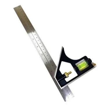 Imagem de Esquadro Combinado de Alumínio 30 cm. 90/45 com Nível ID-8843N Idea