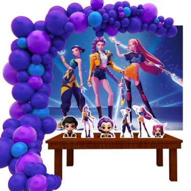 Imagem de Kit Festa Ouro Guerreiras do Kpop Kpop Demon Hunters Painel - IMPAKTO 