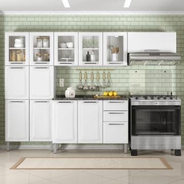 Imagem de Cozinha Completa Tarsila 280cm Em Aço Branca Com Vidro