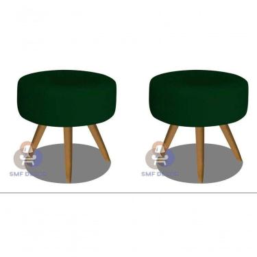 Imagem de Kit 02 Puff Redondo Pés Palito verde Veludo
