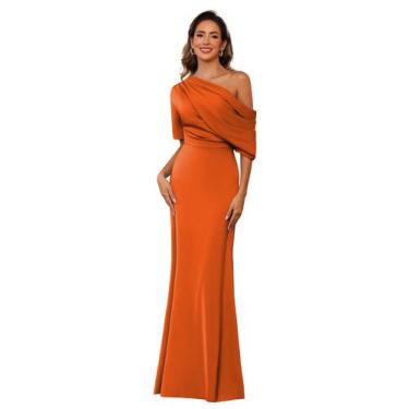 Imagem de Vestido Mãe da Noiva BITALY Orange Satin US2