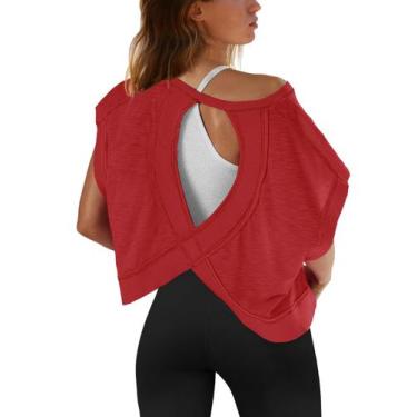 Imagem de Blusa de treino SENSERISE de manga curta aberta para mulheres vermelha
