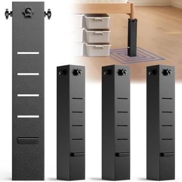 Imagem de Elevadores de cama de metal, elevadores de cama de dormitório ajustável de 5 níveis, elevador de cama extra alto de 8,5 cm de diâmetro, extensores de elevação de cama de aço carbono resistente para