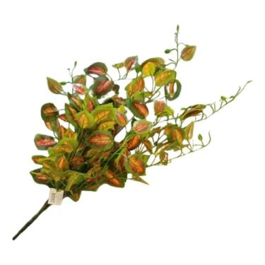 Imagem de Planta Artificial Decorativa, Folhas Verde e Laranja, 60cm de Comprimento, Estilo Natural