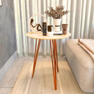 Imagem de Mesinha Lateral De Canto Apoio Redonda Pé De Ferro Tripé (Off White)