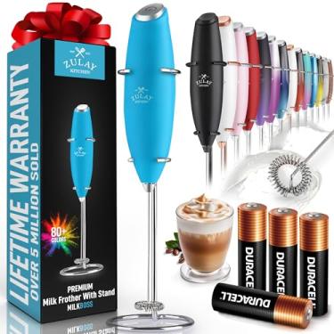 Imagem de Zulay Kitchen Zulay Powerful Milk Frother Handheld Foam Maker Para Lattes - Batedor De Bebidas Para Café, Mini Espumador Para Cappuccino, Frappe, Matcha, Chocolate Quente Por Milk Boss (Teal)
