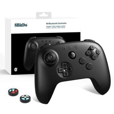 Imagem de 8Bitdo 64 Bluetooth Controller for Analogue 3D, Switch, Switch 2, Windows, Android – Hall Effect Joystick, Vibration, Turbo Function – Black